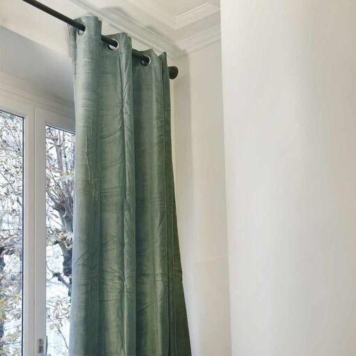 Rideau à oeillets en velours de coton Delhi Céladon Harmony | Decoclico