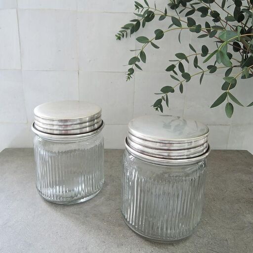 Set de 2 bocaux en verre et laiton argenté | Decoclico