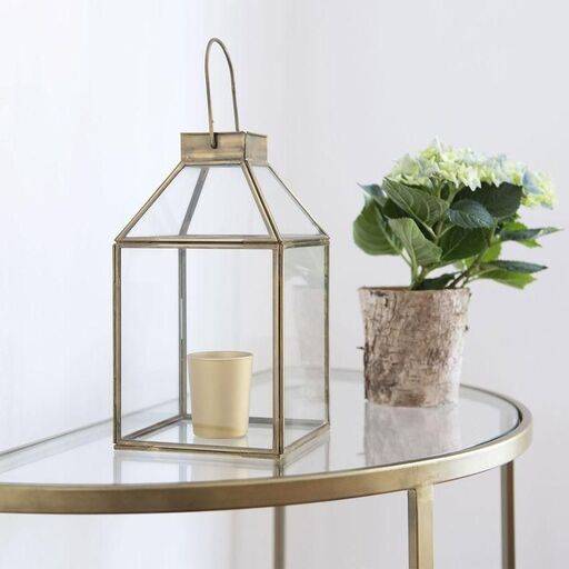 Set de 2 lanternes en verre et laiton finition doré Mira | Decoclico