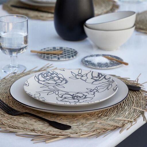Set de 4 assiettes à dessert en céramique Flora | Decoclico