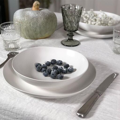 Set de 4 platos llanos de cerámica blanca Fjord | Decoclico