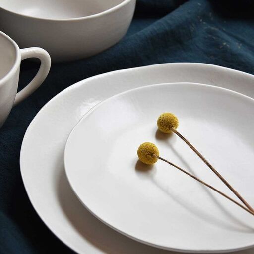 Set de 4 assiettes plates en céramique blanche | Decoclico