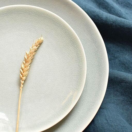 Set de 4 assiettes plates en céramique vert d´eau craquelée | Decoclico