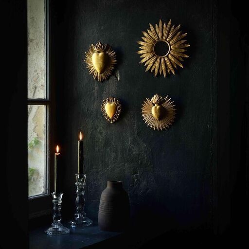 Set de 4 décorations murales Ex Voto et miroir baroque doré Manderley | Decoclico
