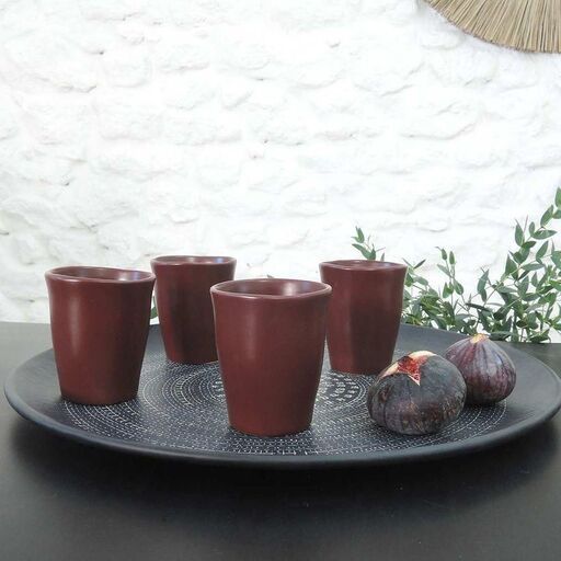 Set de 4 tasses expresso en céramique rouge terracotta | Decoclico