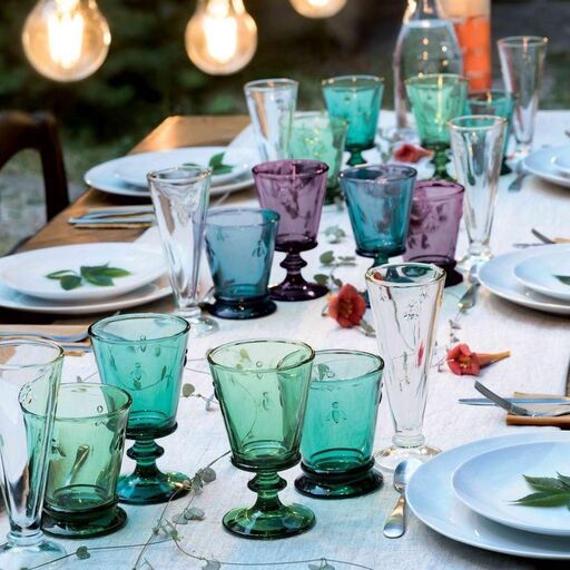 Set de 4 verres à pied en verre pressé multicolore Abeille La Rochère | Decoclico