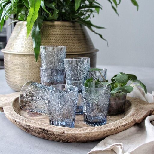 Set de 6 verres à eau / gobelets en verre à relief Fleur de Lys | Decoclico