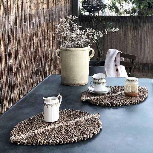 Set de table (par 4) forme feuille en jonc de mer | Decoclico