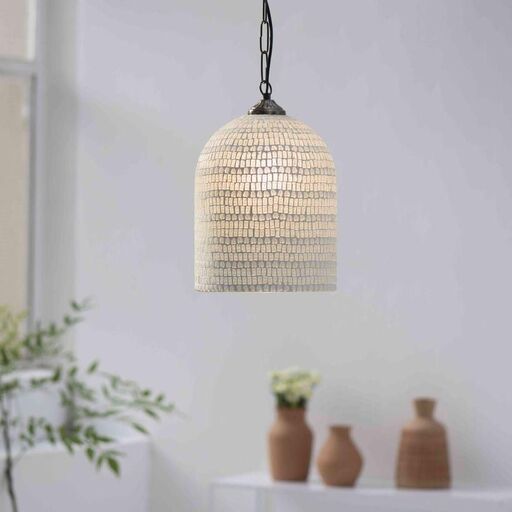Hängeglocke aus Glasmosaik Bangalore weiß | Decoclico