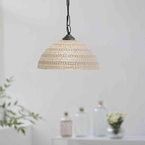 Suspension dôme en mosaïque de verre Bangalore – blanc | Decoclico