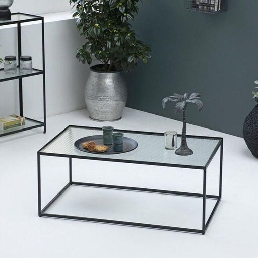 Table basse en métal noir mat plateau en verre | Decoclico
