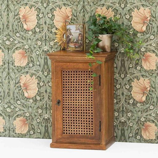 Comodino parigino a 1 anta in vimini vintage Georges | Decoclico