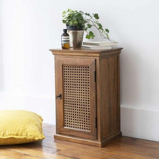 Table de chevet parisienne 1 porte en cannage | Decoclico