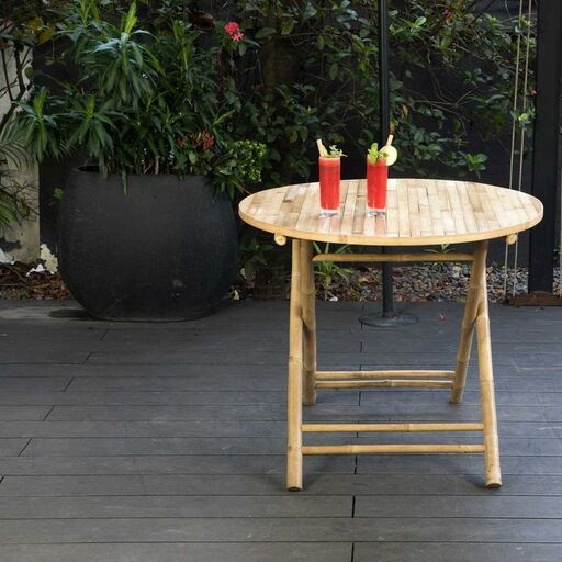Table de jardin ronde pliante en bambou | Decoclico