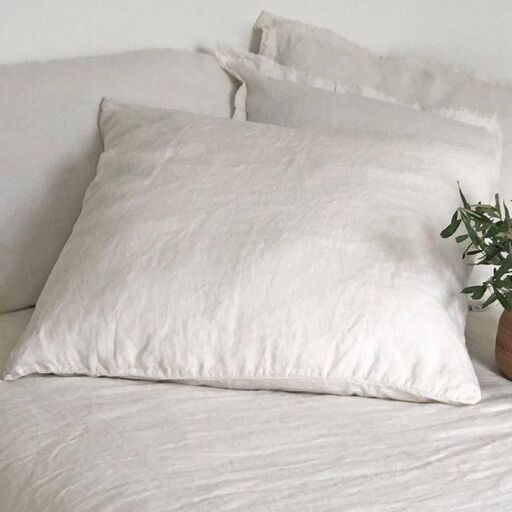 Kopfkissenbezug aus weißem, gewaschenem Hanf, Schnur Douro | Decoclico