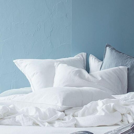 Kopfkissenbezug aus doppeltem Baumwollsegel Dili Weiß 65 x 65 cm Haomy | Decoclico