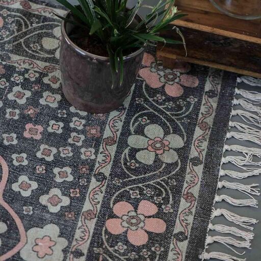 Tapis en laine gris écru et moutarde | Decoclico