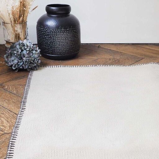 Tappeto rettangolare in cotone tessuto a mano, Passage Vernet | Decoclico
