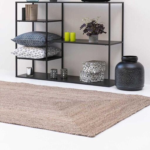 Tapis rectangulaire en jute naturel grisé tissé main – Moka | Decoclico