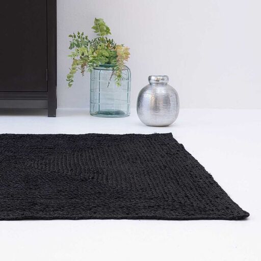 tapis rectangulaire en jute naturel teinté charbon | Decoclico