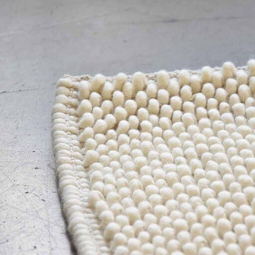 Rechteckiger Teppich aus ungebleichter Schlingenwolle, handgewebt 160 x 230 cm | Decoclico