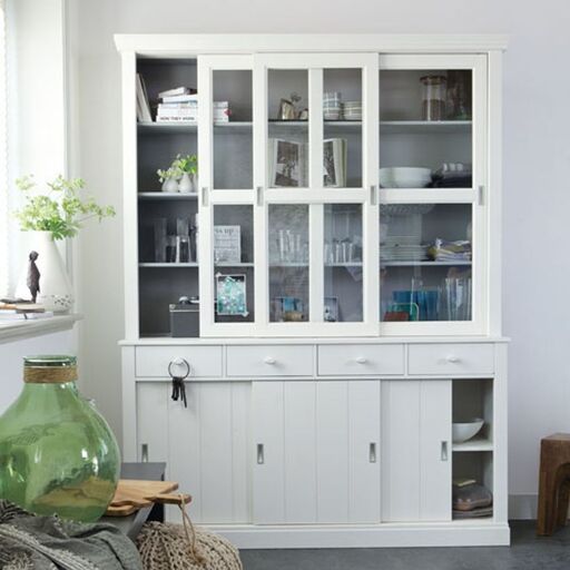 Mobile portavivande in pino con ante in vetro | Decoclico