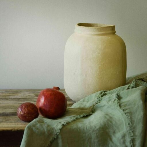 Jarrón decorativo de papel maché blanco Pia hecho a mano | Decoclico