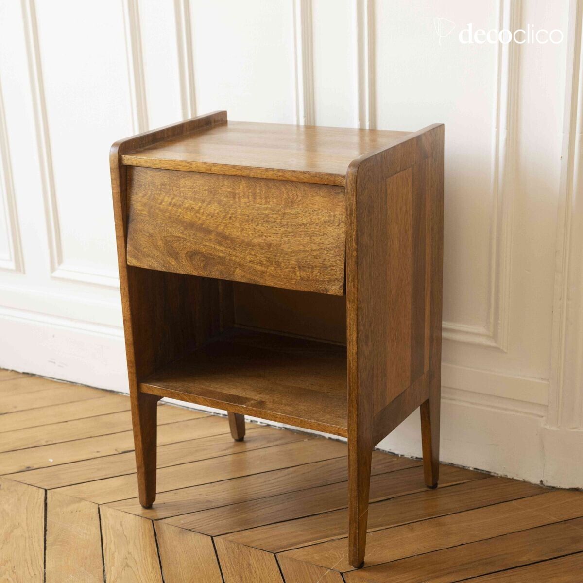 Mango wood bedside table 1 compartment 1 drawer  Vintage