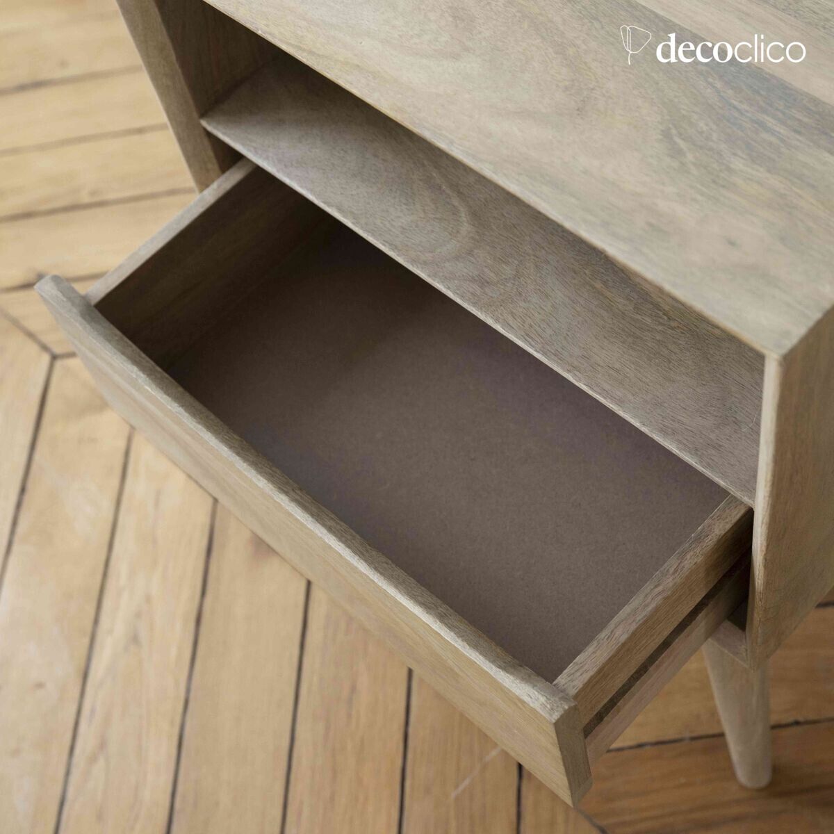 Mango wood bedside table with 1 compartment and 1 drawer Smile