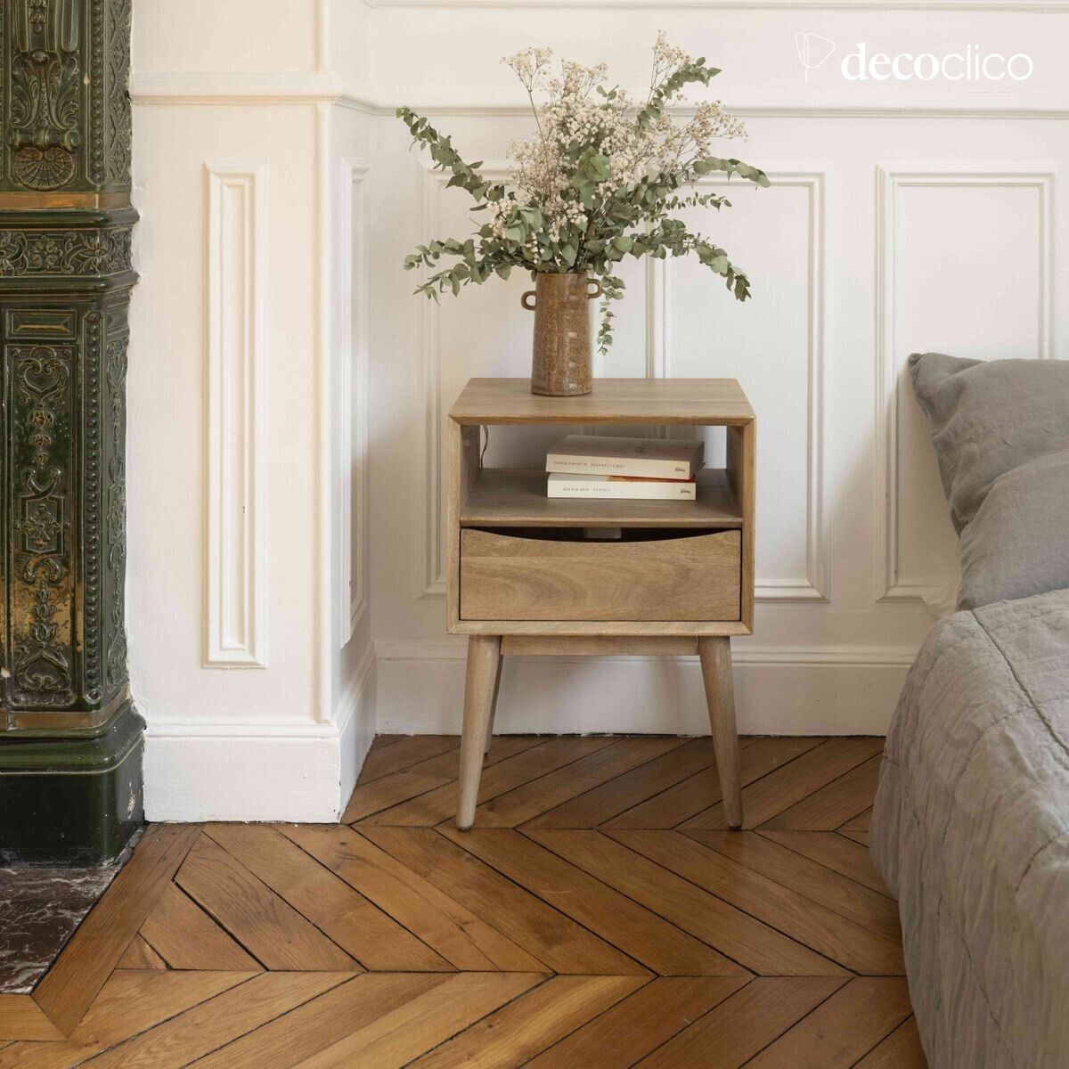 Mangohouten nachtkastje 1 nis 1 lade Smile