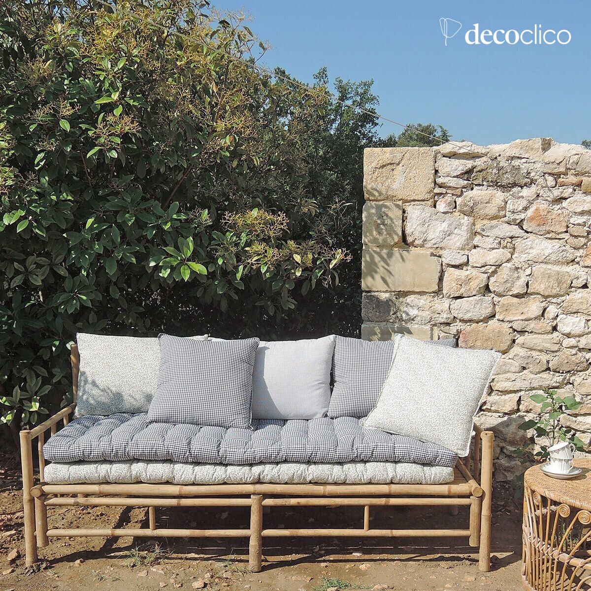 Matelas de sol coton imprimé motif vichy 60 x 170 cm Romy