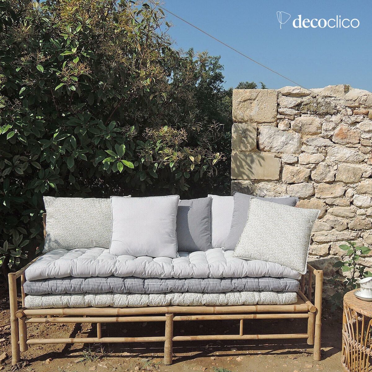 Matelas de sol coton imprimé motif vichy 60 x 170 cm Romy