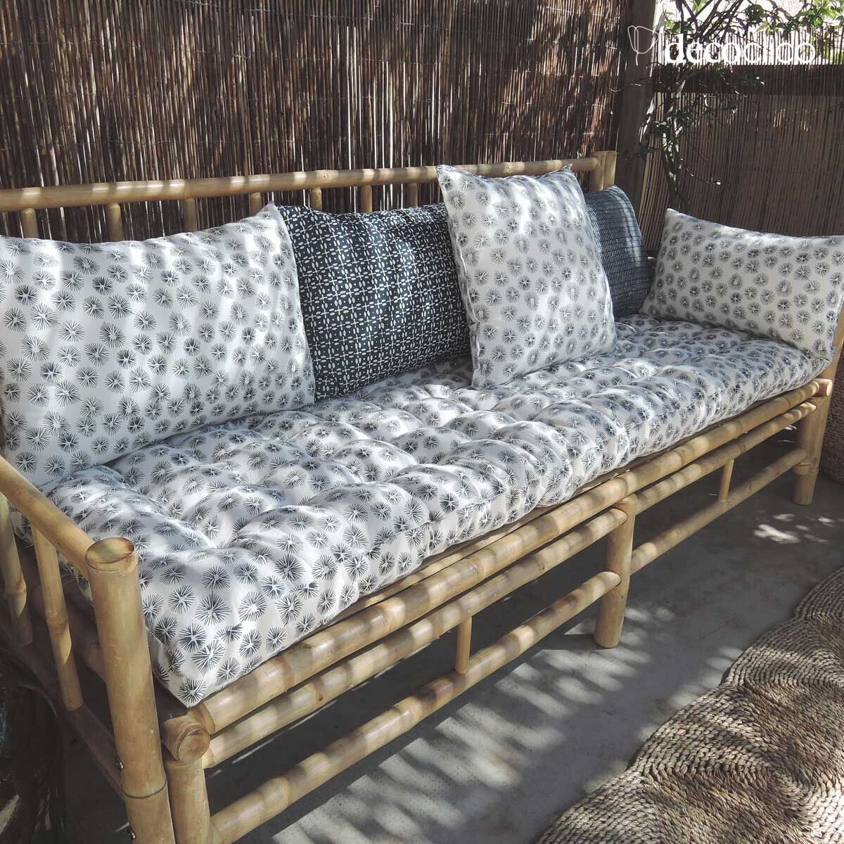 Matelas de sol en coton imprimé bleu Fleurs