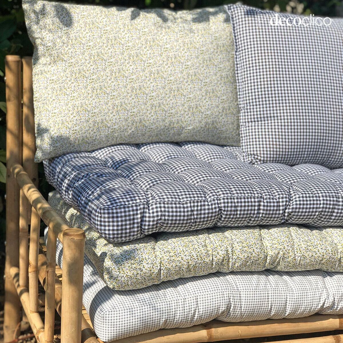 Matelas de sol en coton imprimé motif quadrillé Romy 60 x 170 cm