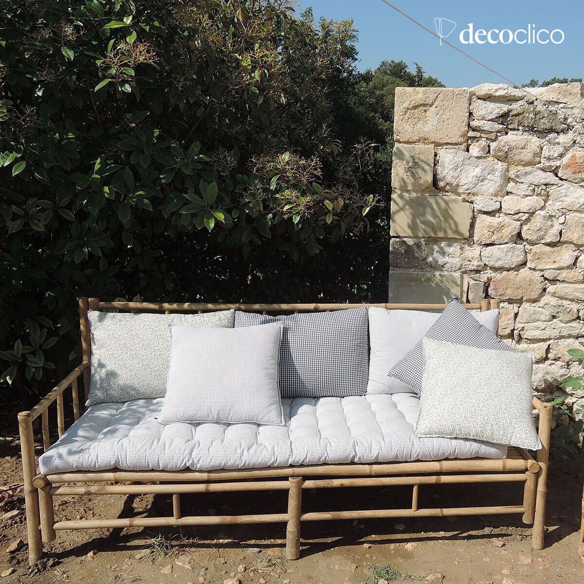 Matelas de sol en coton imprimé motif quadrillé Romy 60 x 170 cm