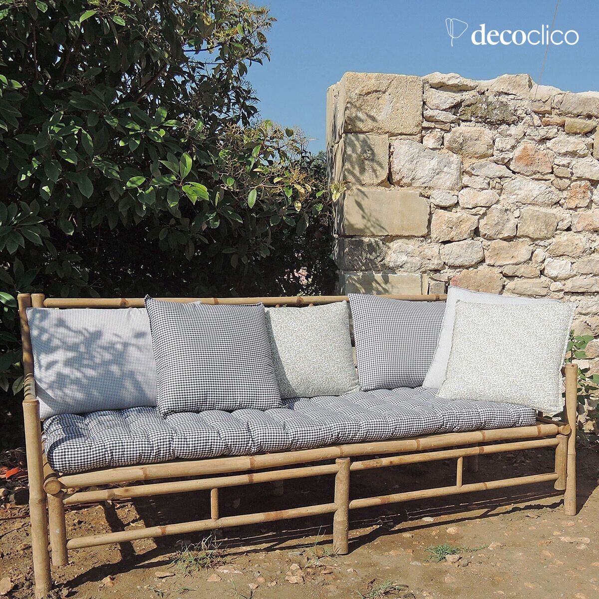 Materassino in cotone stampato con motivo vichy 60 x 170 cm Romy