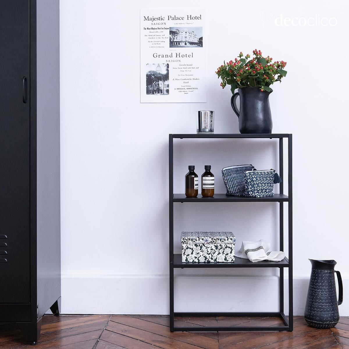 Matt black metal bookcase shelf Bricklane