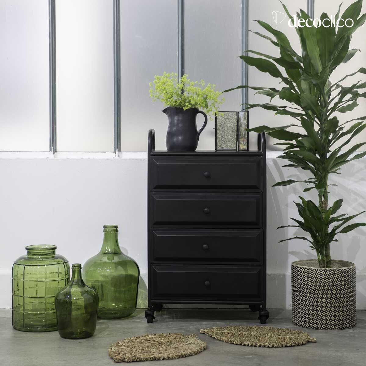 Matt black metal chest of drawers with 4 drawers Bonnie