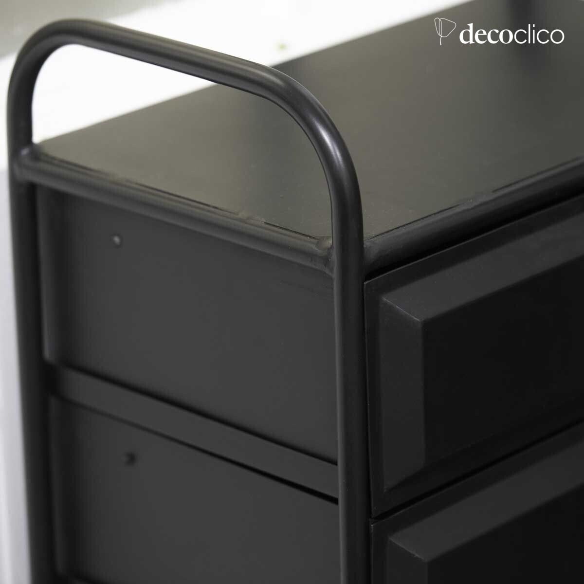 Matt black metal chest of drawers with 4 drawers Bonnie