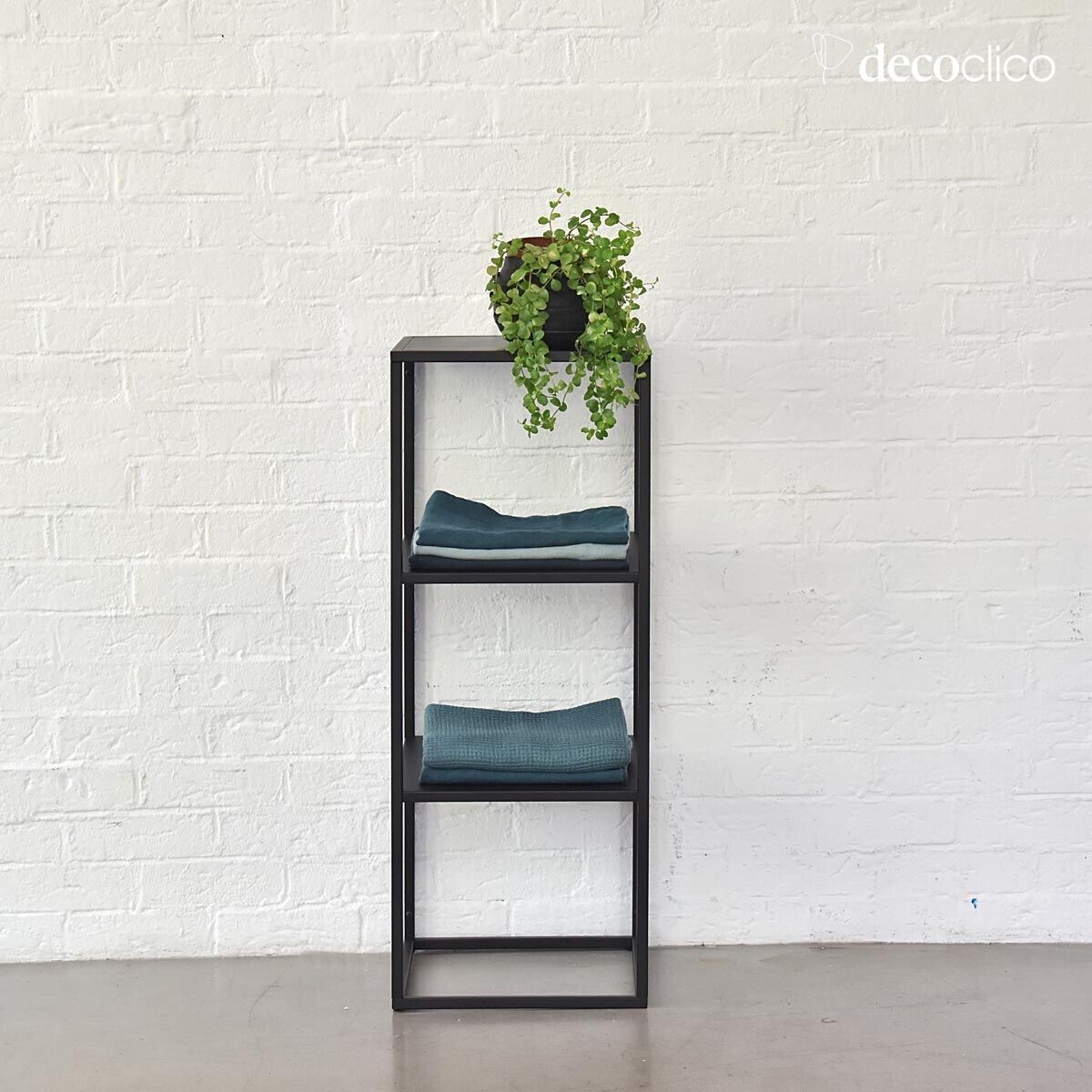 Matt black metal column shelf Bricklane