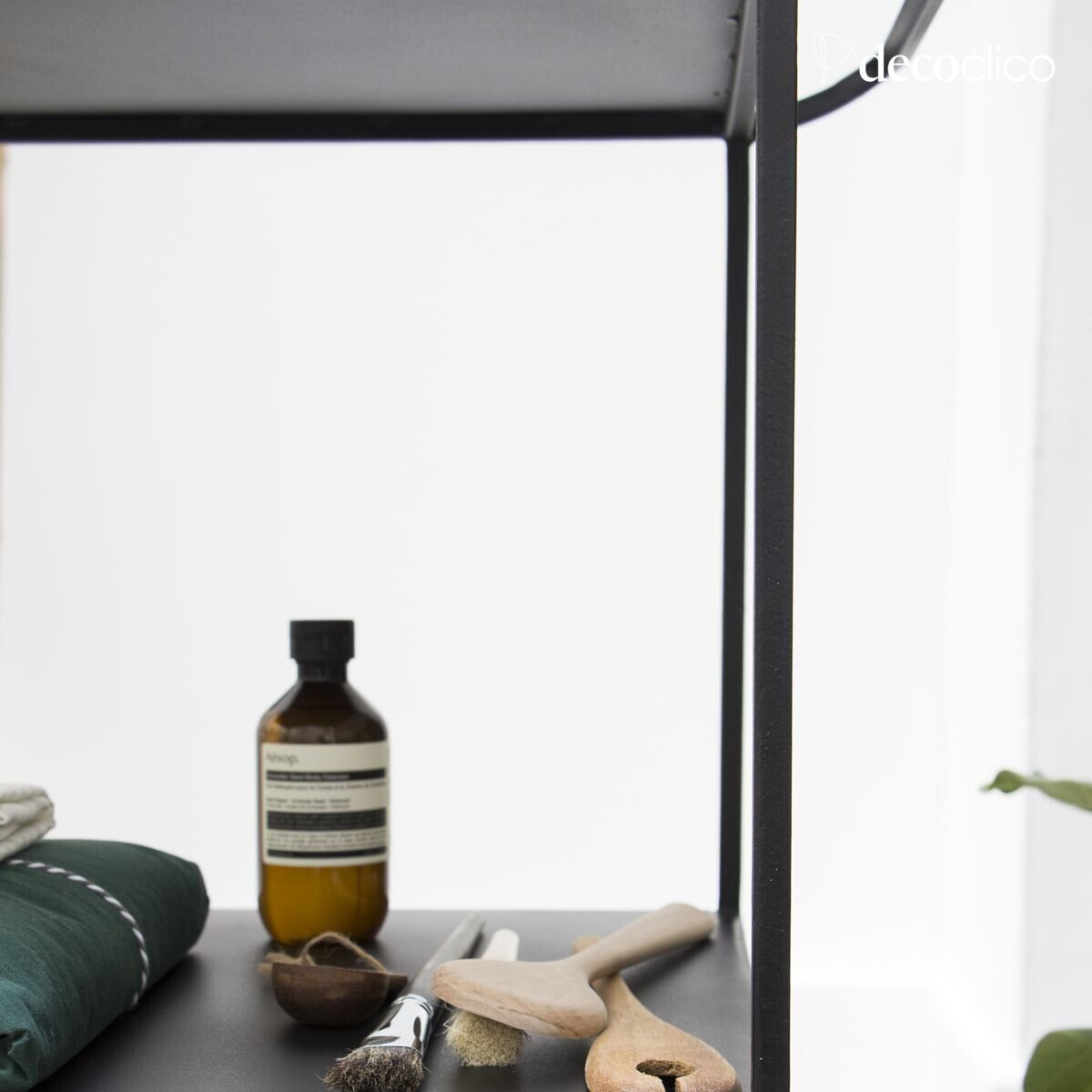 Matt black metal wheeled table trolley Douglas