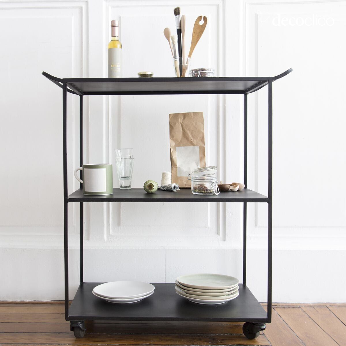 Matzwarte metalen trolleytafel Douglas