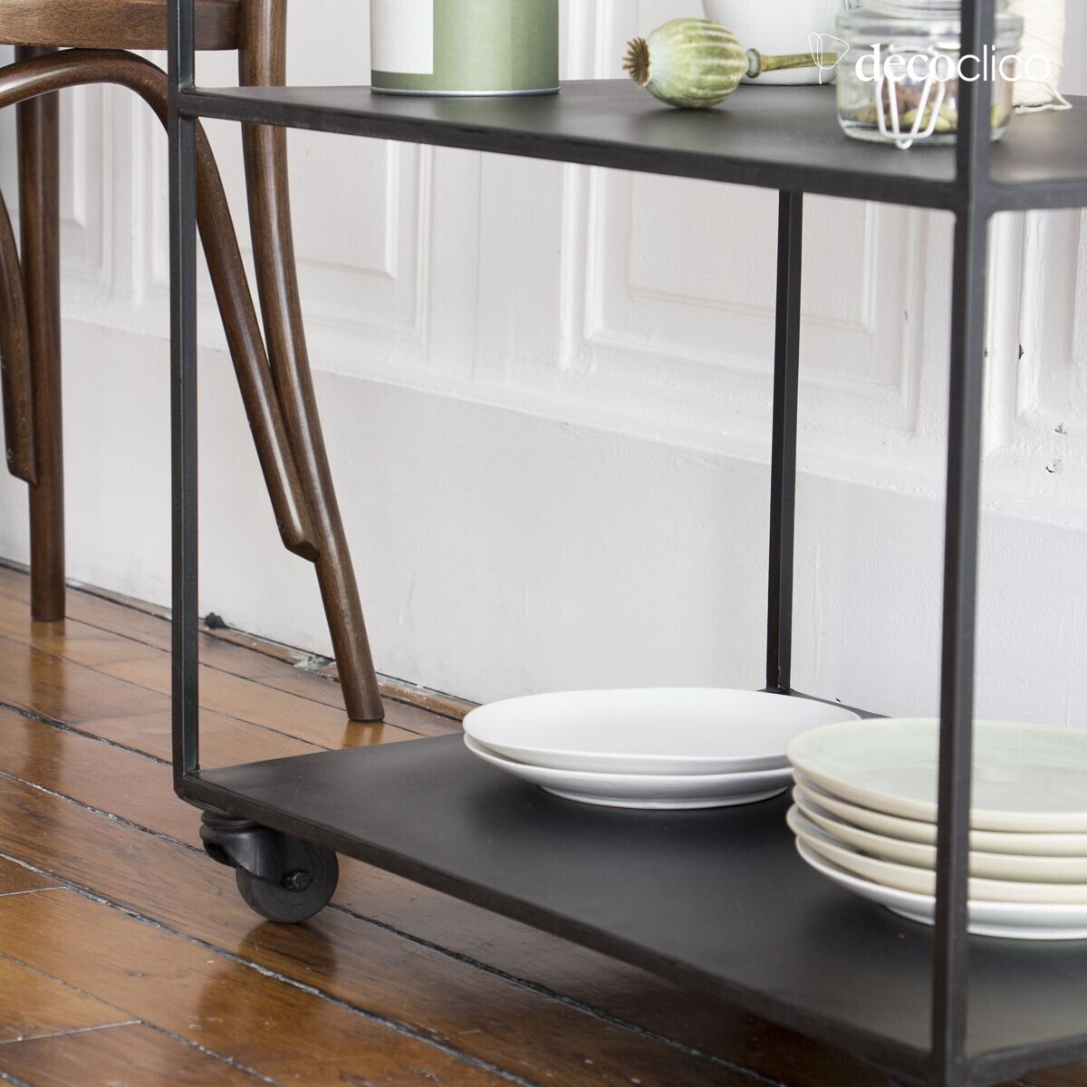 Matzwarte metalen trolleytafel Douglas