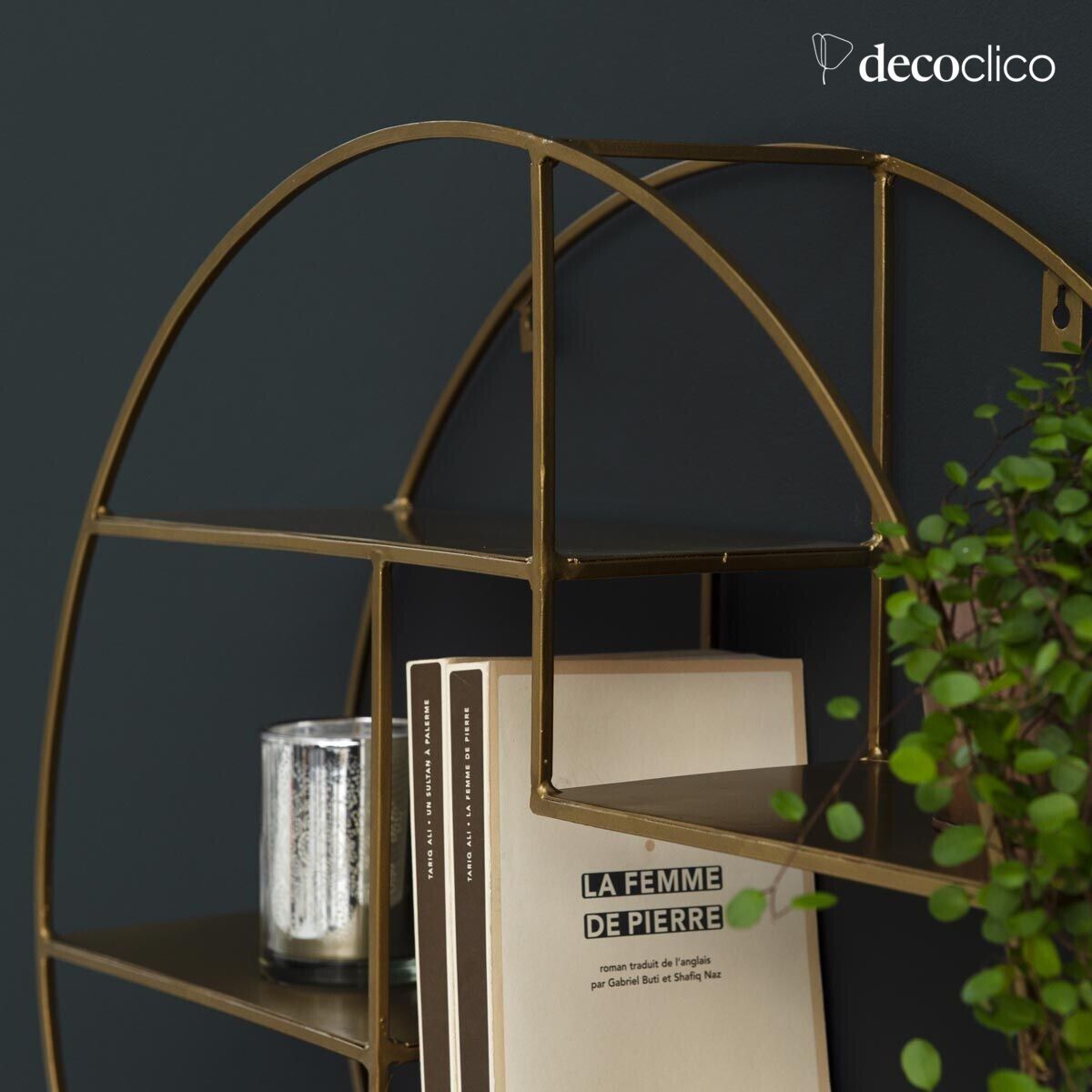 Mensola da parete rotonda in metallo a filo con finitura anticata Uptown