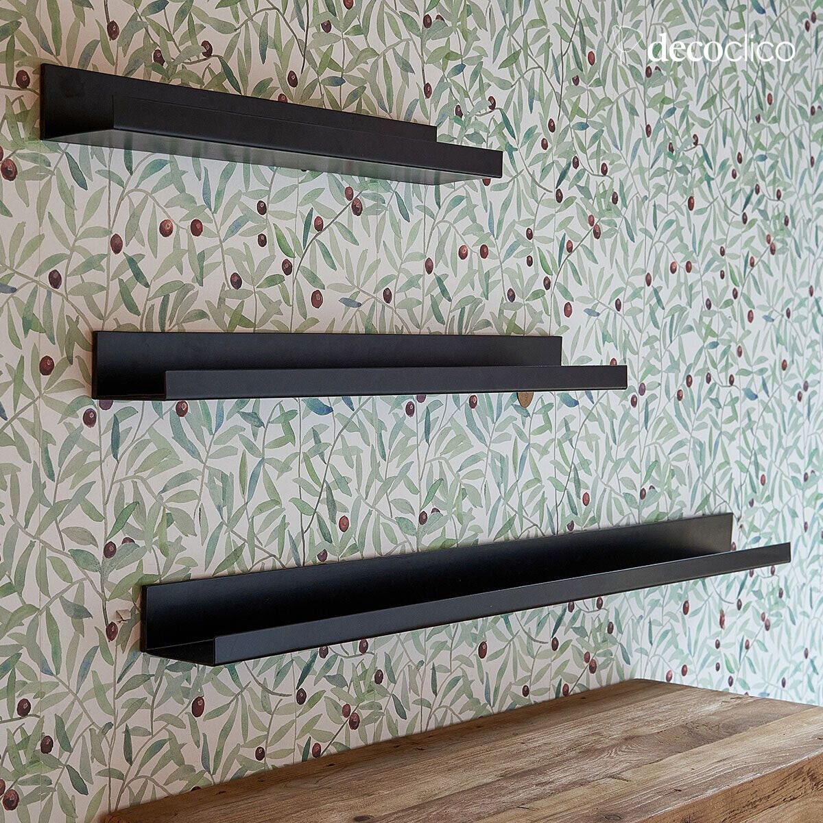 Mensola porta-quadri in metallo nero opaco 60 cm