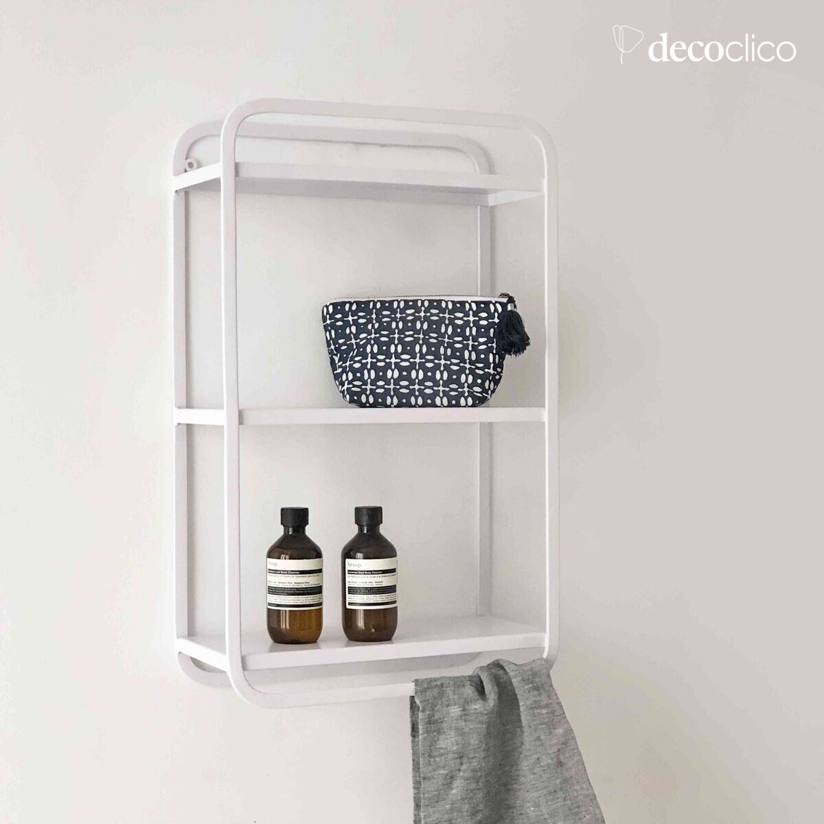 Mensola rettangolare da parete in metallo bianco opaco