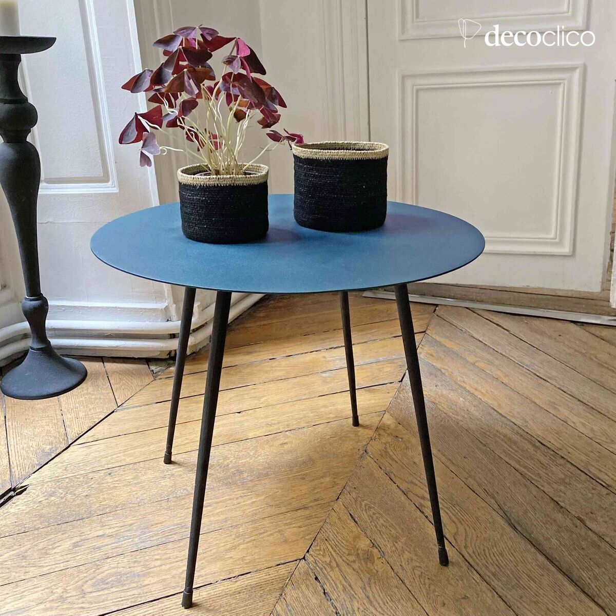 Mesa baja de metal D 55 cm en tinta Tosca