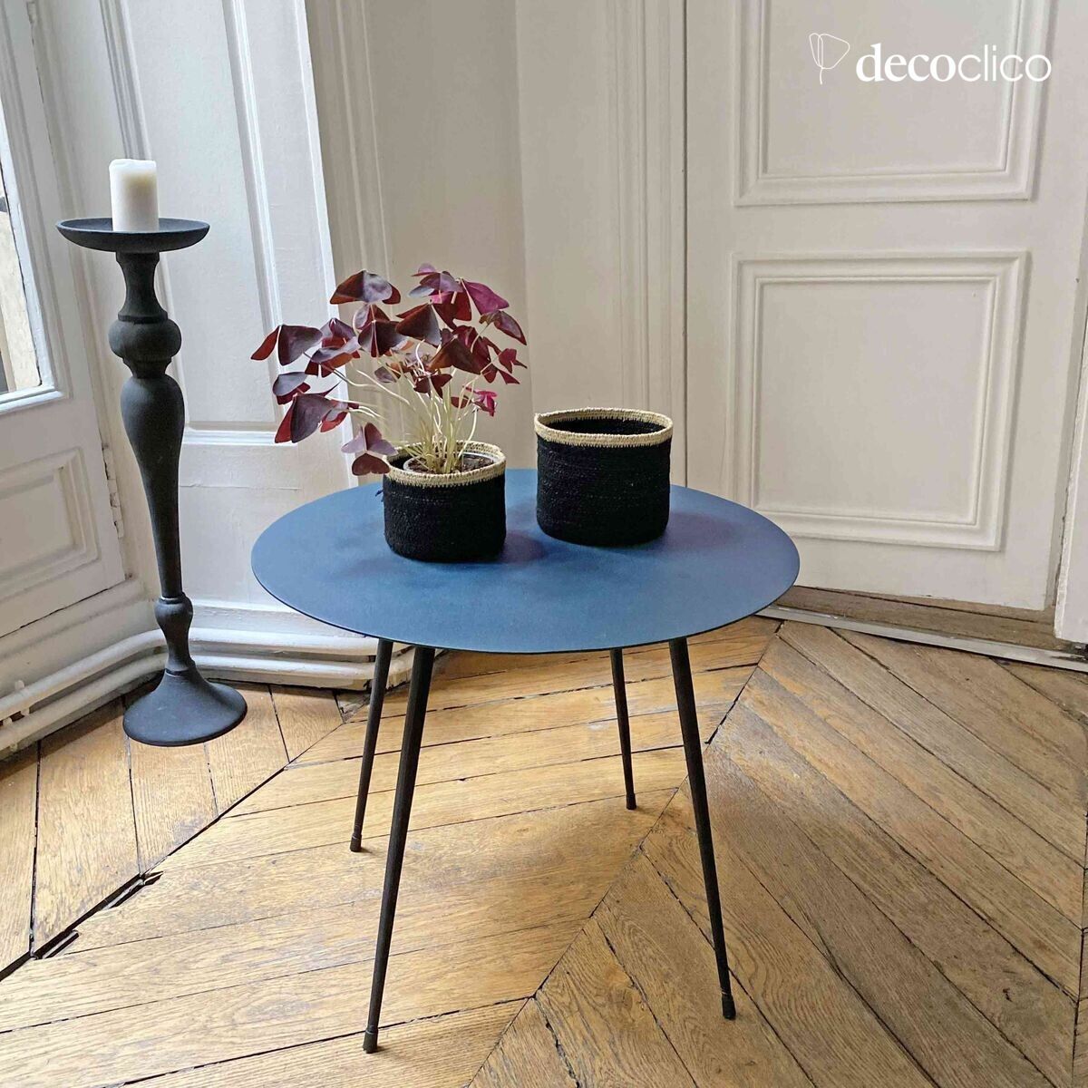 Mesa baja de metal D 55 cm en tinta Tosca