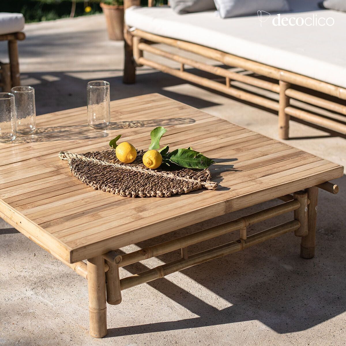 Mesa de centro cuadrada de bambú natural Taman