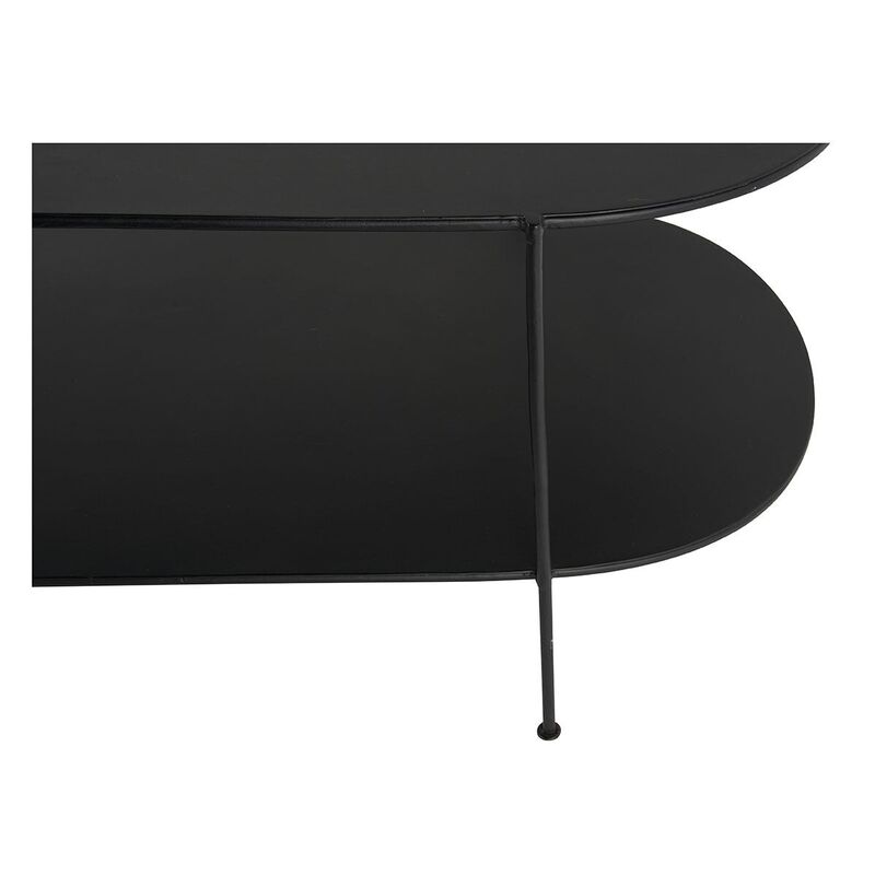 Mesa de centro ovalada de dos niveles en metal negro mate